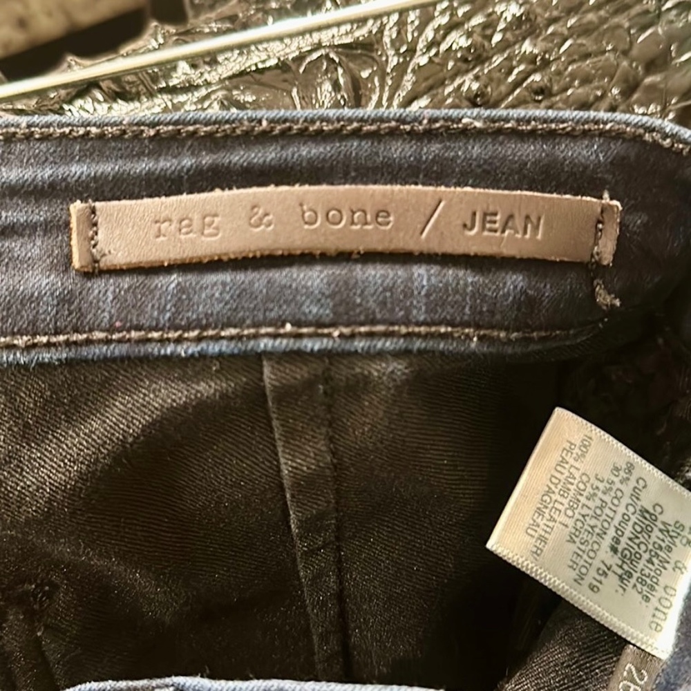 Rag & Bone Skinny Jeans with Leather Detailing | Size 26